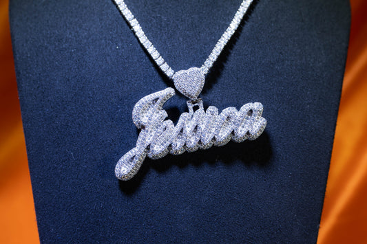 Jessica Cursive with Heart Moissanite VVS Pendant