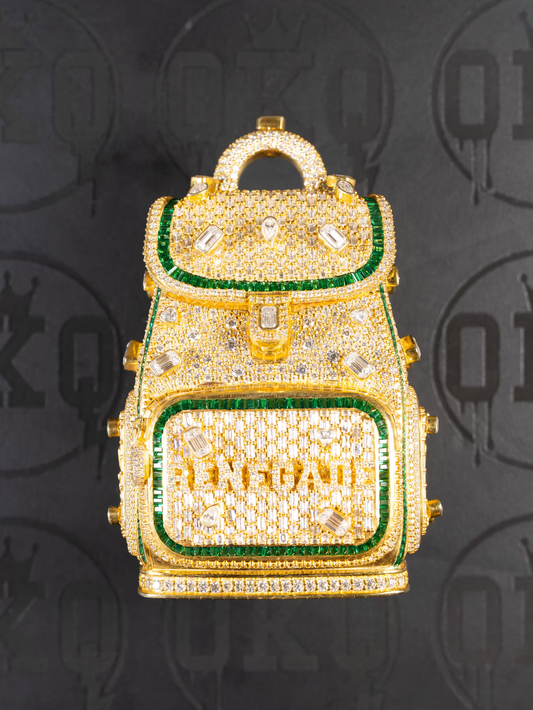 Renegade Back Pack Two Tone Emeralds Natural Diamond Pendant