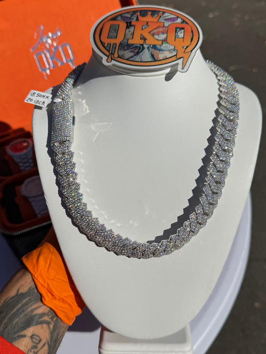 18.5mm Tight Link Style Lab Grown Diamond Cuban Chain