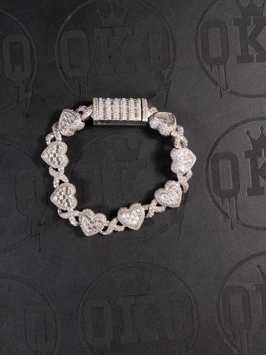 Infinity Link Lab Grown Diamond Heart Shaped VVS Cuban Bracelet