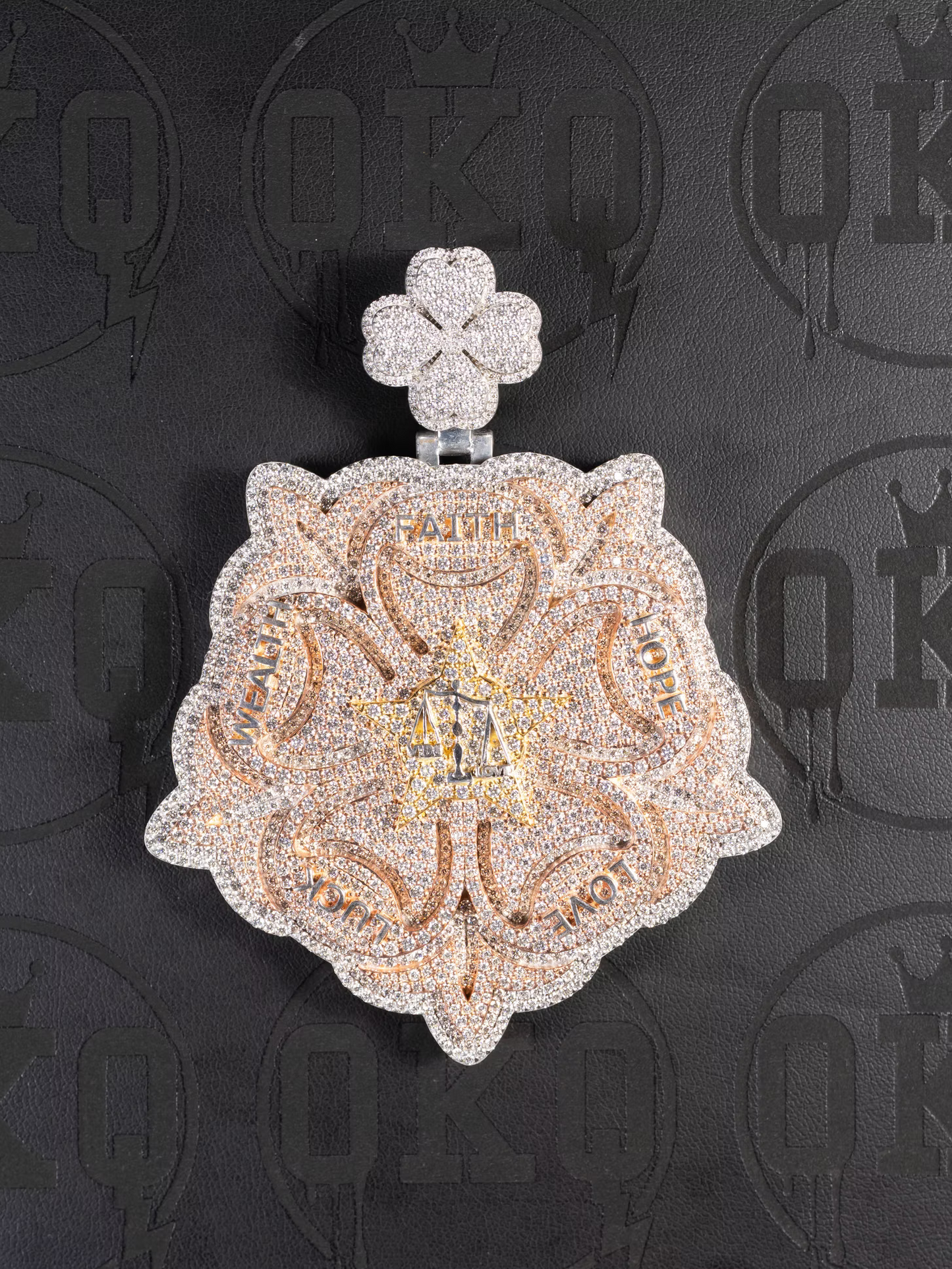 Faith, Hope, Love, Luck, Wealth Moissanite Pendant