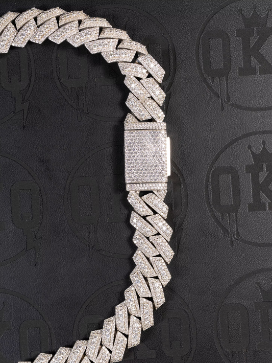 18.5mm Tight Link Style Natural Diamond Cuban Chain