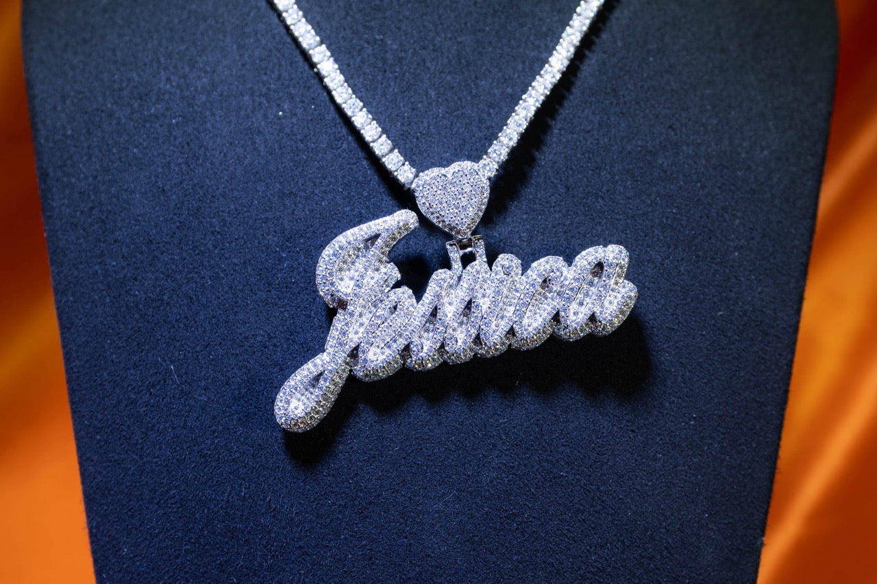 Jessica Cursive with Heart Natural Diamond VVS Pendant