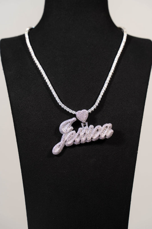 Jessica Cursive with Heart Moissanite VVS Pendant