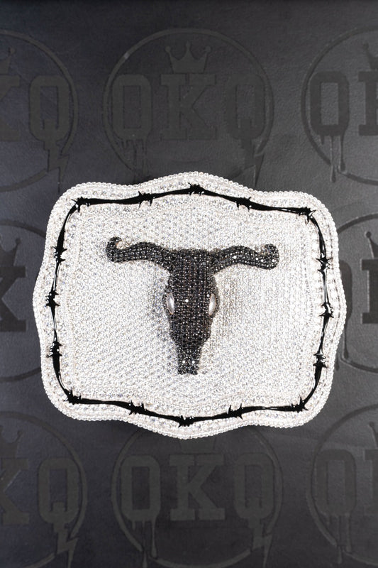 Longhorn Skull Texas Style Belt Buckle Black Moissanite VVS Pendant