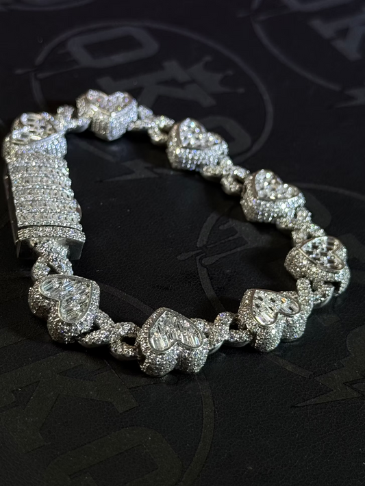 Infinity Link Moissanite Heart Shaped VVS Cuban Chain