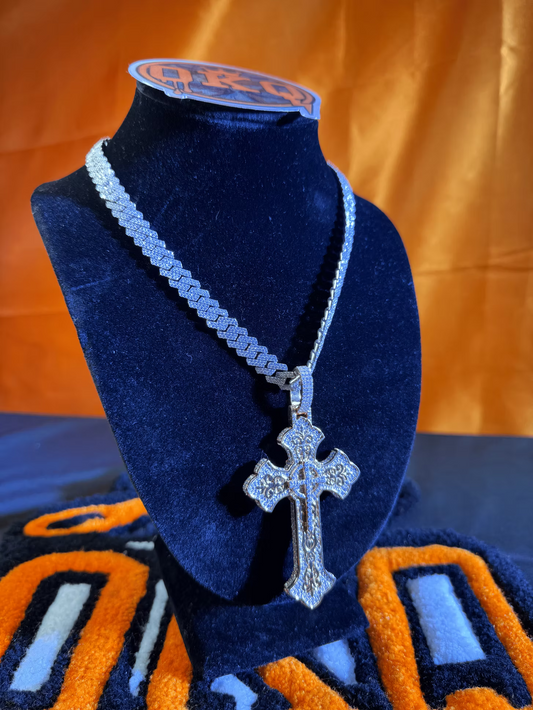 Iced Out Cross Moissanite Pendant