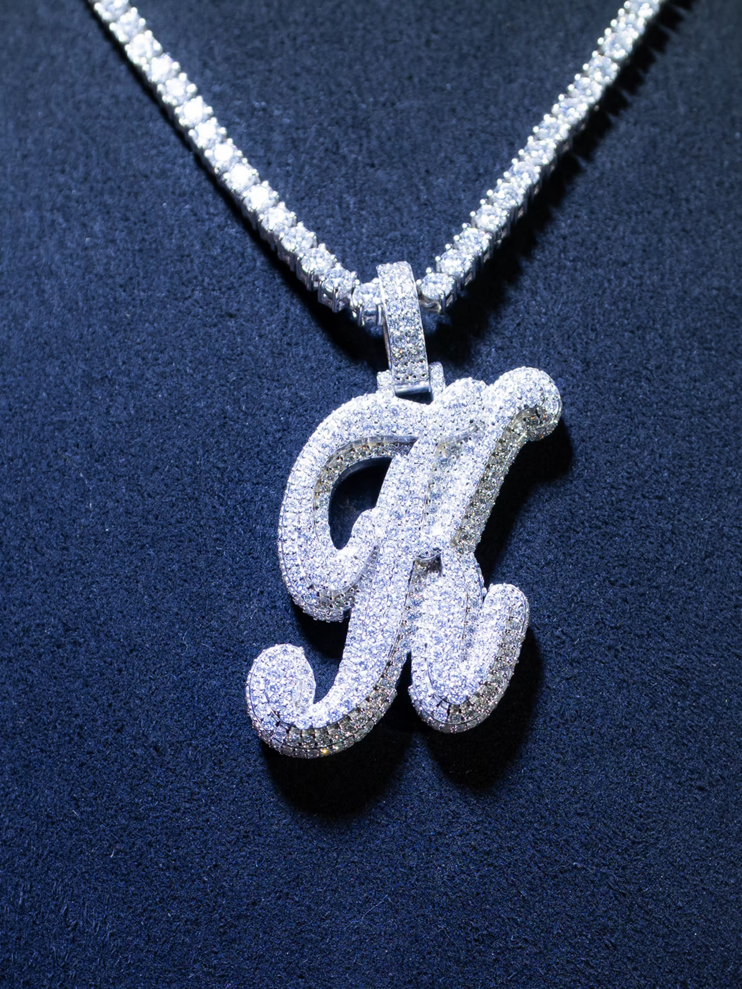 K Cursive Lab Grown Diamond VVS Pendant