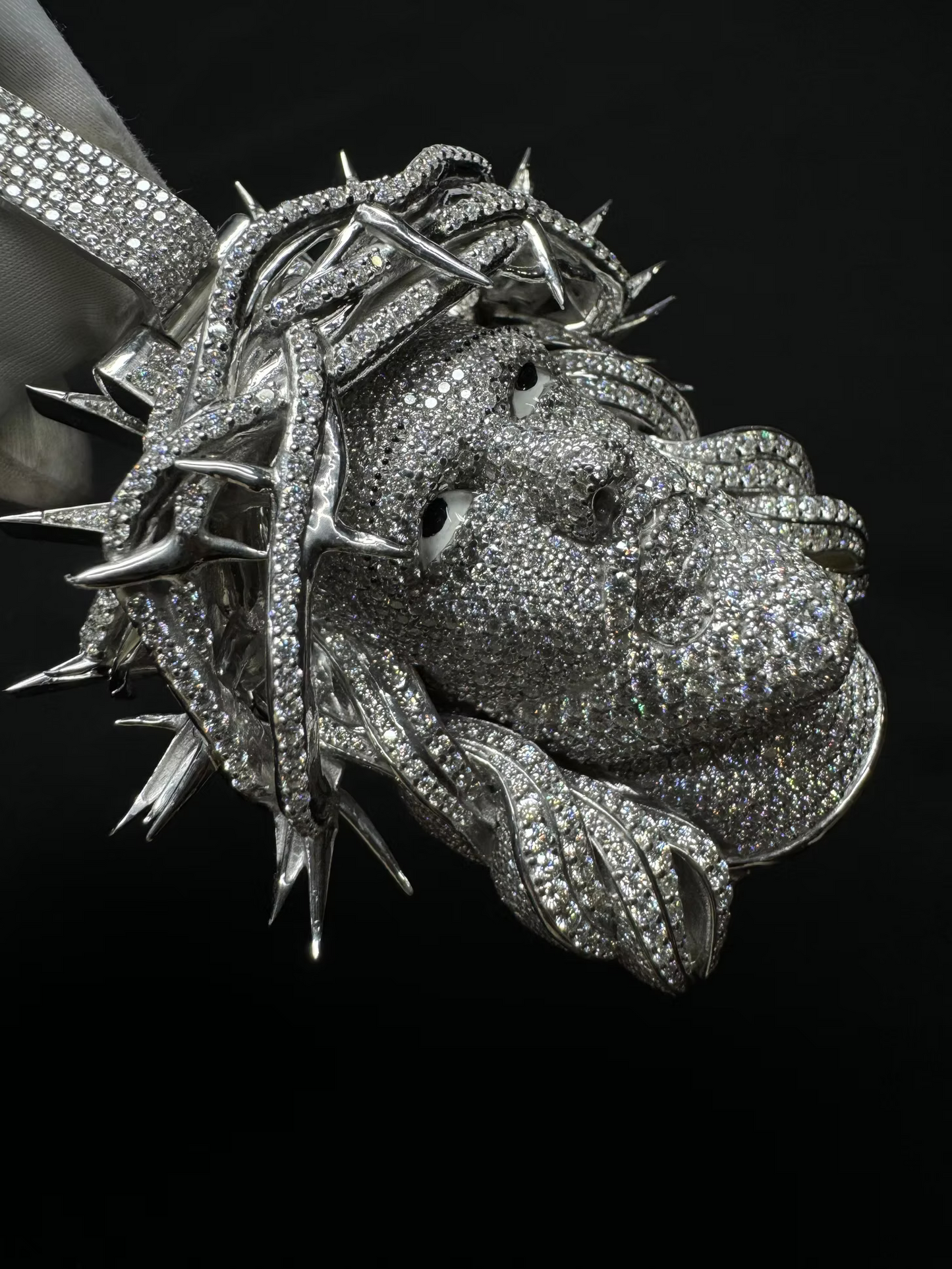 Jesus Piece Thorn Crown Eyes Moissanite Pendant
