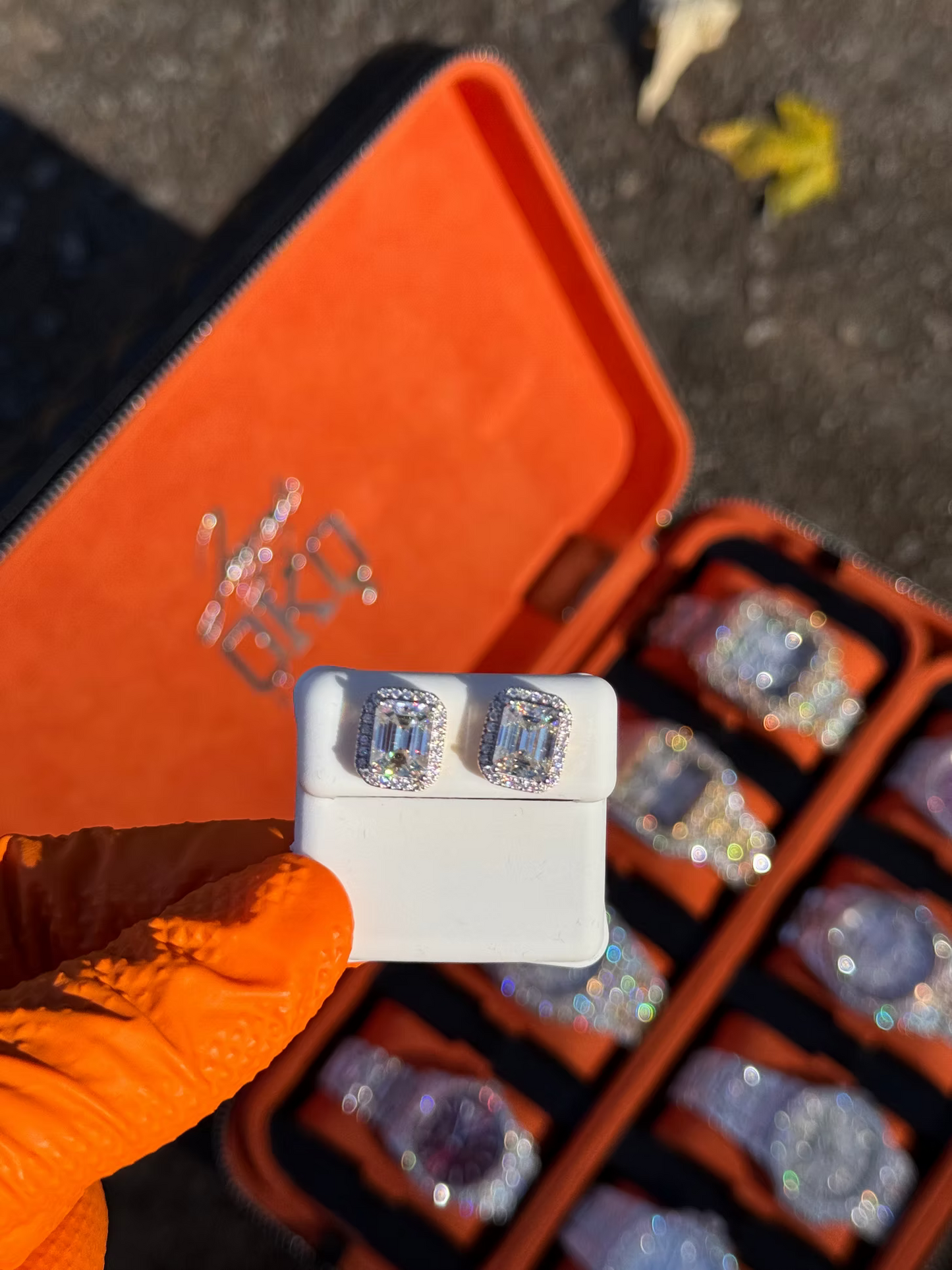 Emerald Cut Rectangle Moissanite Earrings