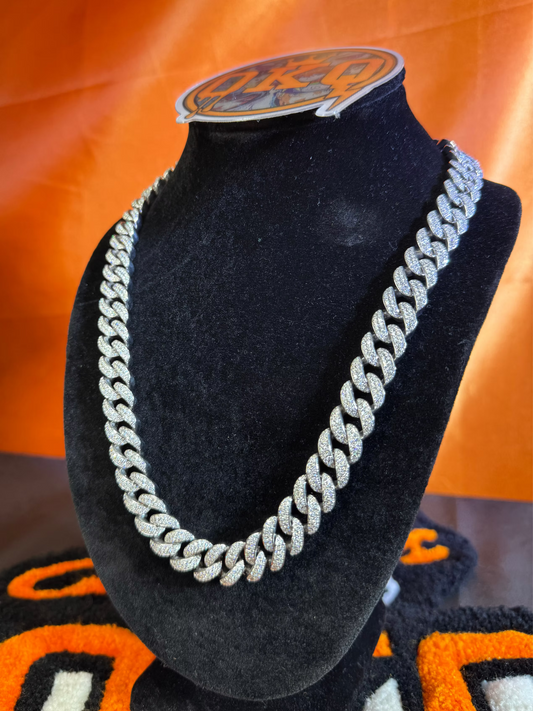 14mm VVS Round Moissanite Cuban Chain