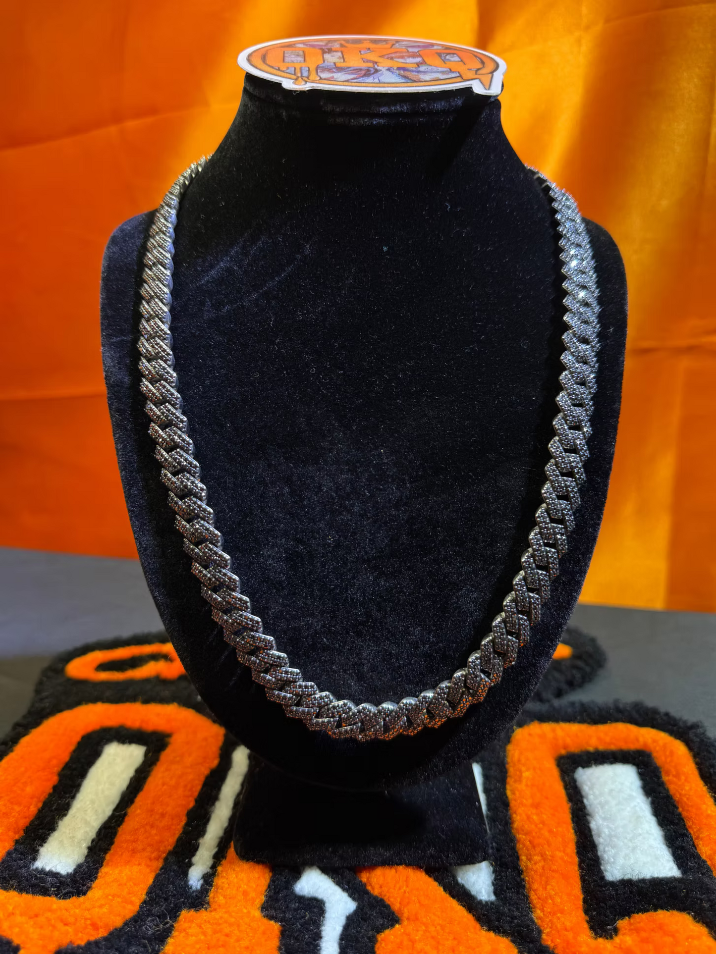 12mm Tight Link Style VVS Black Moissanite Cuban Chain