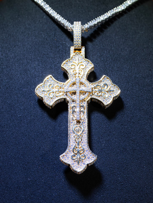 Iced Out Cross Lab Grown Diamond Pendant