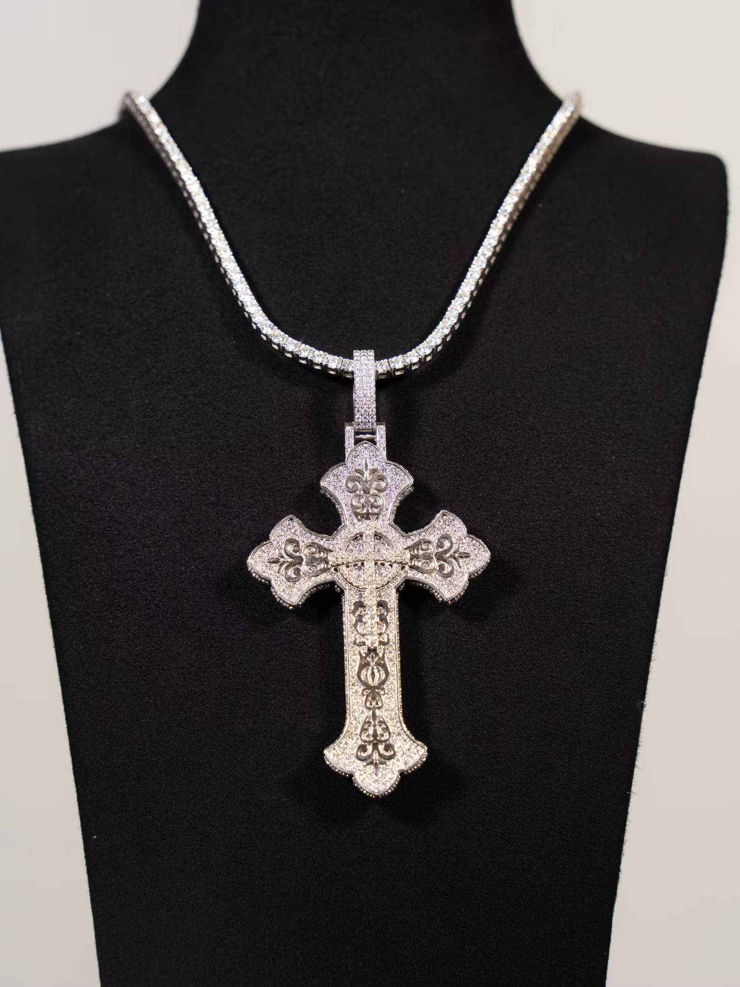 Iced Out Cross Natural Diamond Pendant Pendant