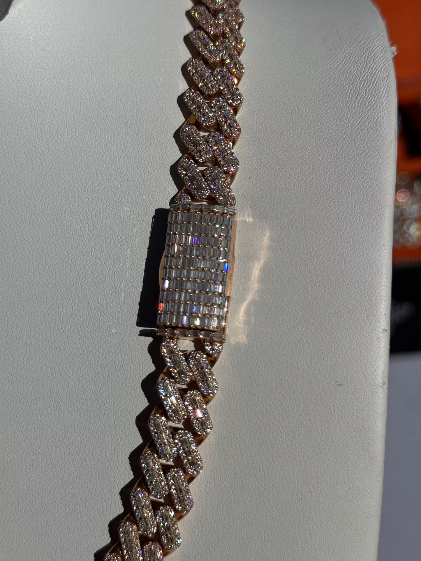 12mm Emerald and Round Cut Lab Grown Diamond Cuban Chain