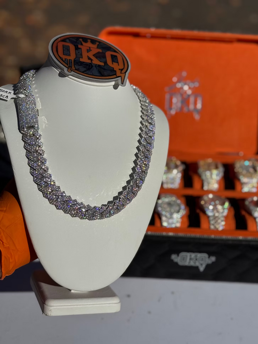 18.5mm Tight Link Style Natural Diamond Cuban Chain