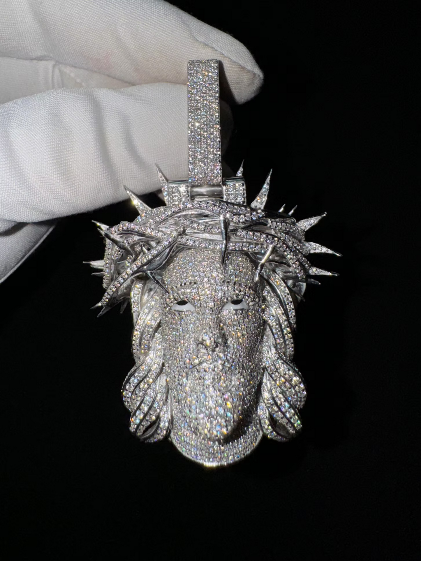 Jesus Piece Thorn Crown Eyes Moissanite Pendant