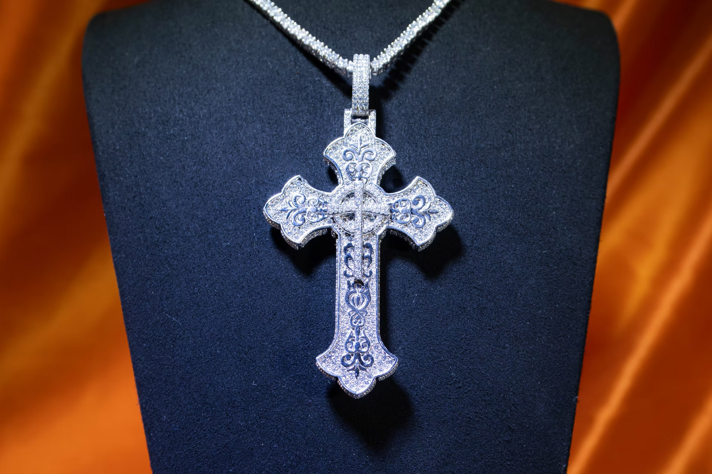 Iced Out Cross Natural Diamond Pendant Pendant