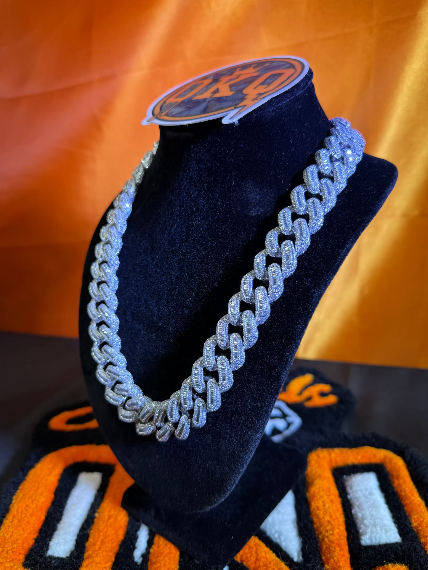20mm Lab Grown Diamond Cuban Chain with Baguettes