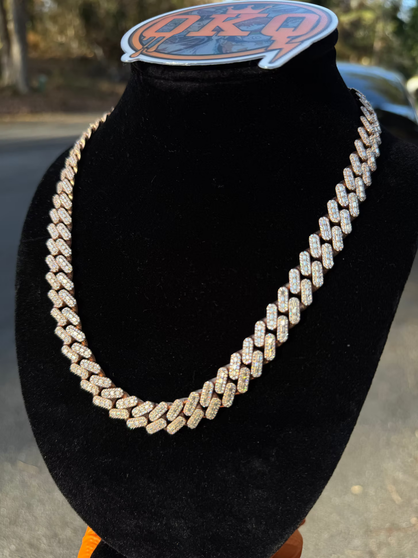 12mm Emerald and Round Cut Lab Grown Diamond Cuban Chain