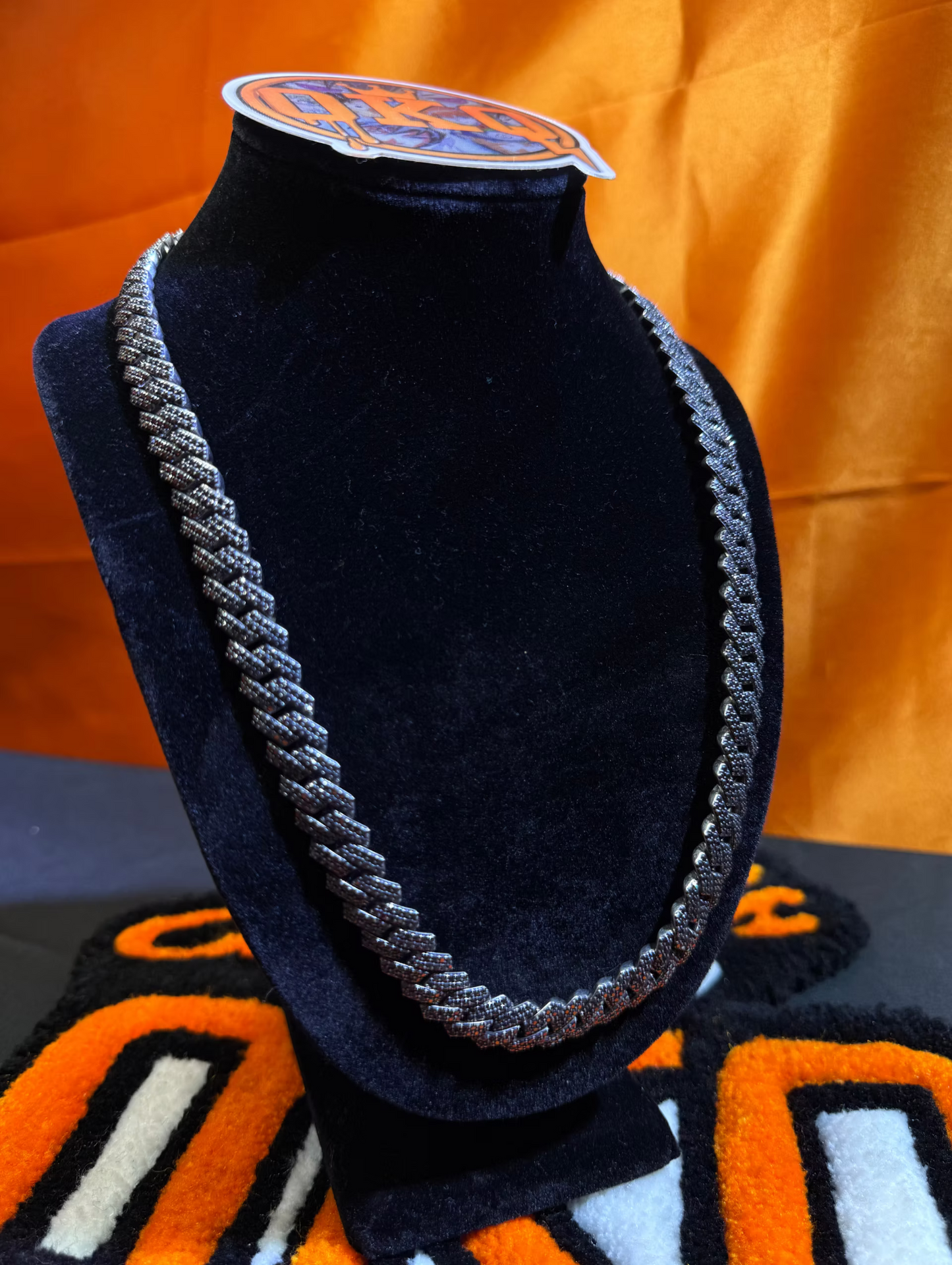 12mm Tight Link Style VVS Black Moissanite Cuban Chain