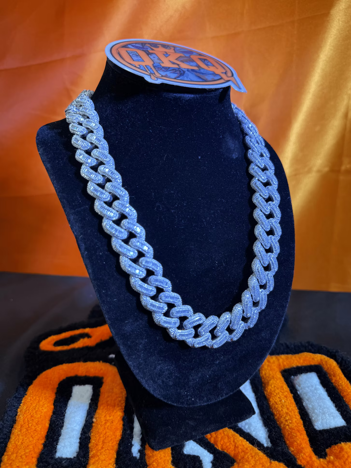 20mm Lab Grown Diamond Cuban Chain with Baguettes