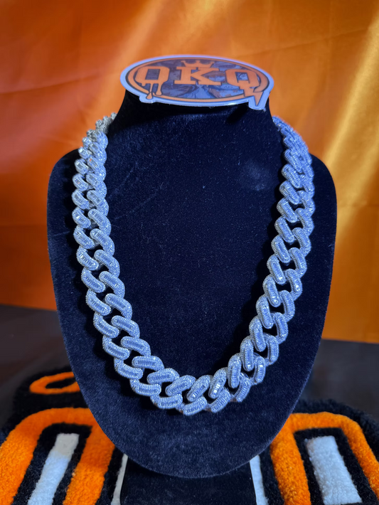 20mm Moissanite Cuban Chain with Baguettes